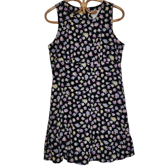 Vintage 90s fit flare black floral mini dress - Picture 6 of 14
